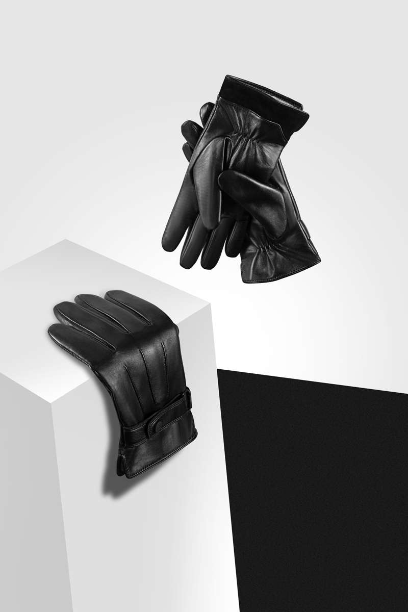 lamb leather gloves with touch for men